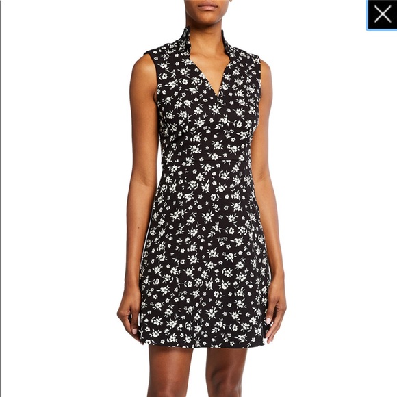 Neiman Marcus Floral Print Flare Dress - Picture 7 of 7